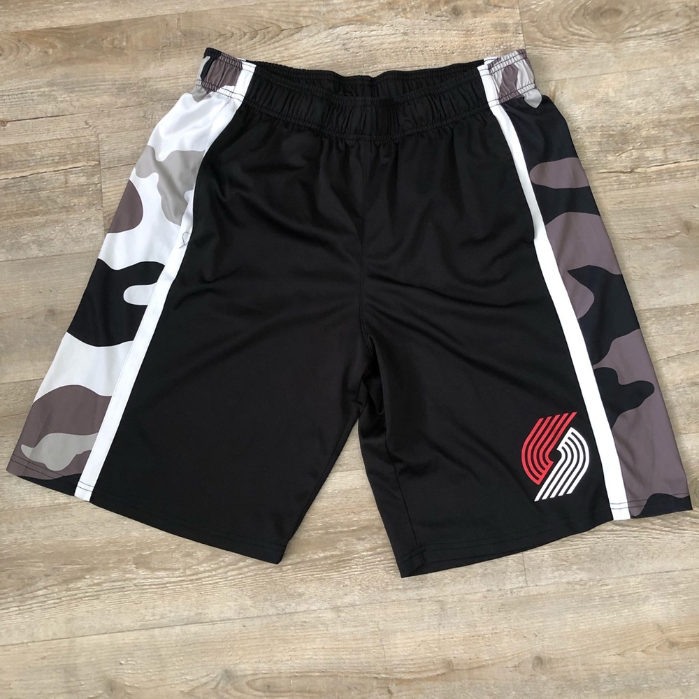 NBA Portland Trail Blazers Black/Red Basketball Shorts Athletic Camo Black Sz L